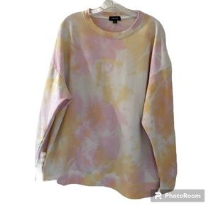 WildFox Pink Orange White Cotton Candy Tie Dye Long Sleeve Sweatshirt To…